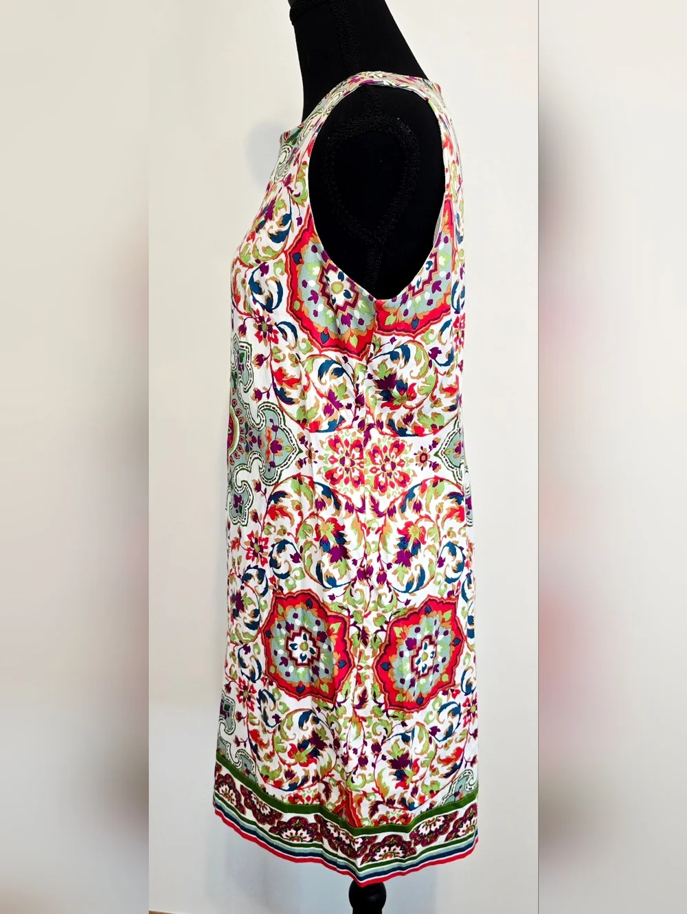 London Times Floral Shift Dress Boho Medallion Print Sleeveless Size 10 - Picture 8 of 10